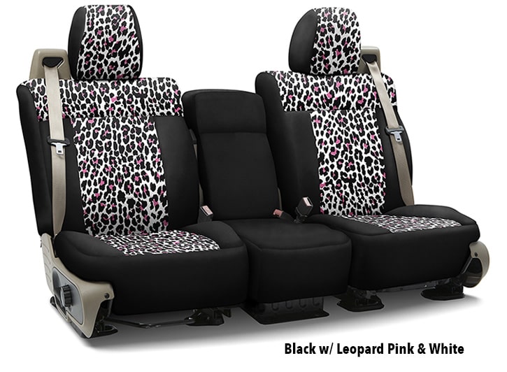 UNICEU Hot Pink Leopard Animal Print Wild Cheetah Trendy Car Seat Covers for Women High Back Seat Cover Set of 2 Ultra-Soft Universal Fit 